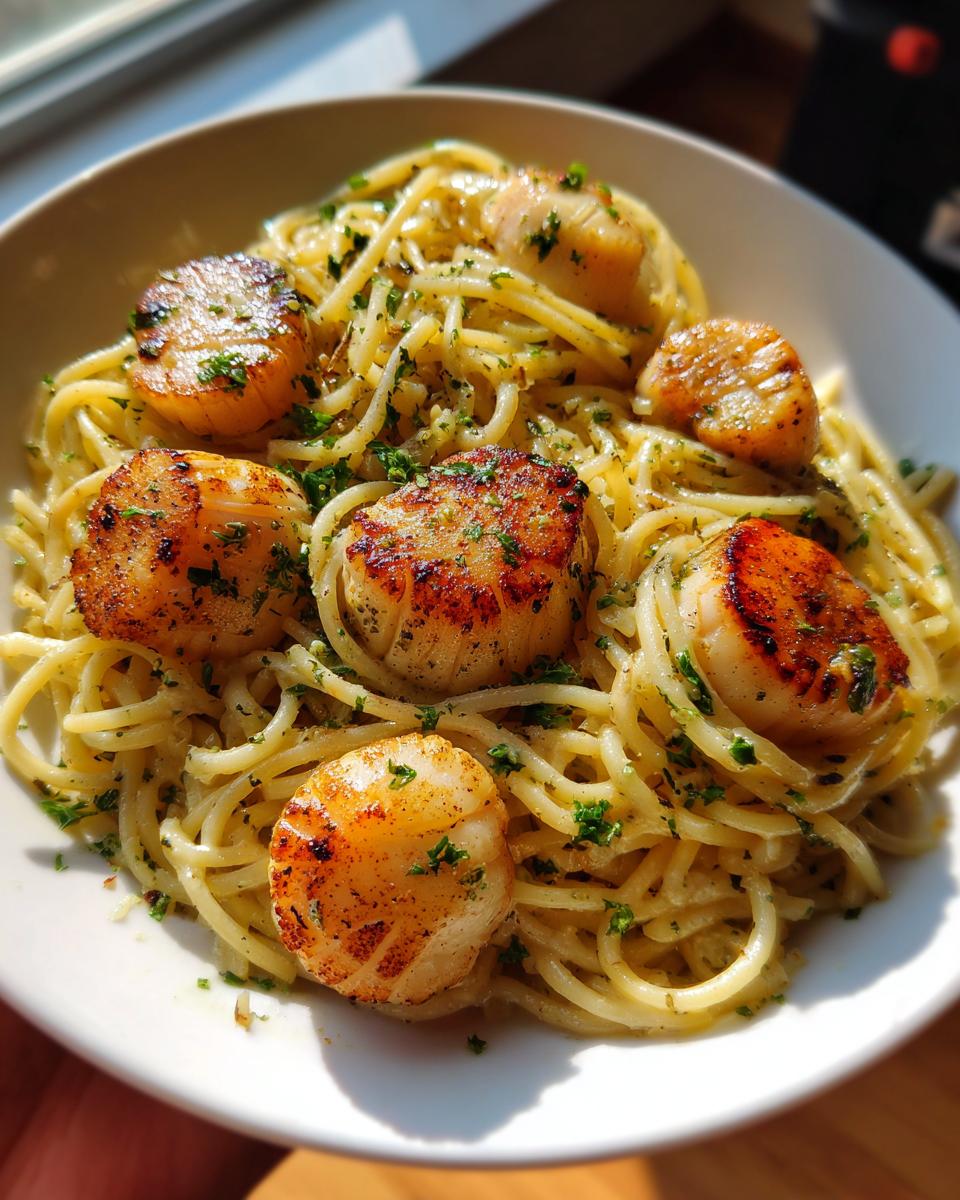 Scallop or Shrimp Spaghetti in Creamy White Wine Garlic Sauce - detail 1