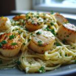Scallop or Shrimp Spaghetti in Creamy White Wine Garlic Sauce