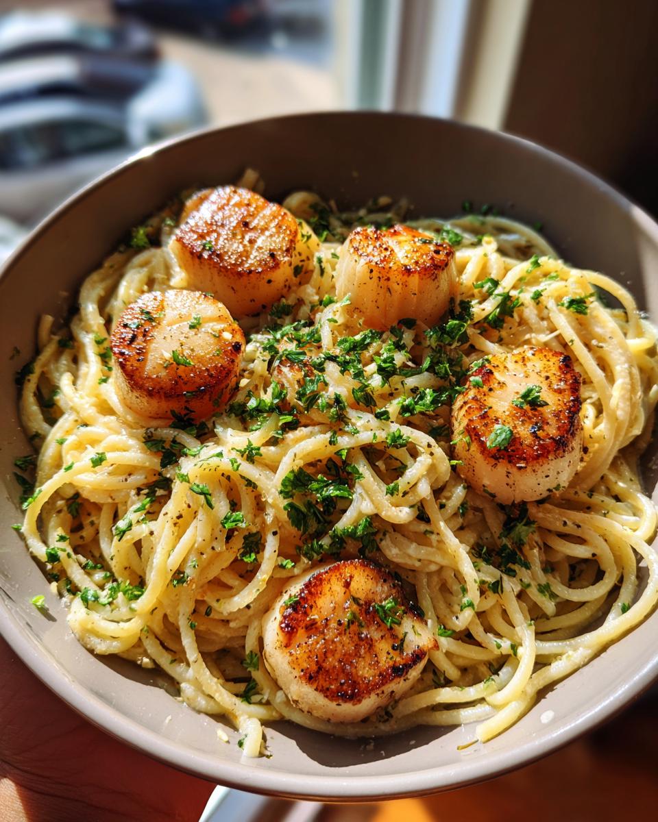 Scallop or Shrimp Spaghetti in Creamy White Wine Garlic Sauce - detail 2