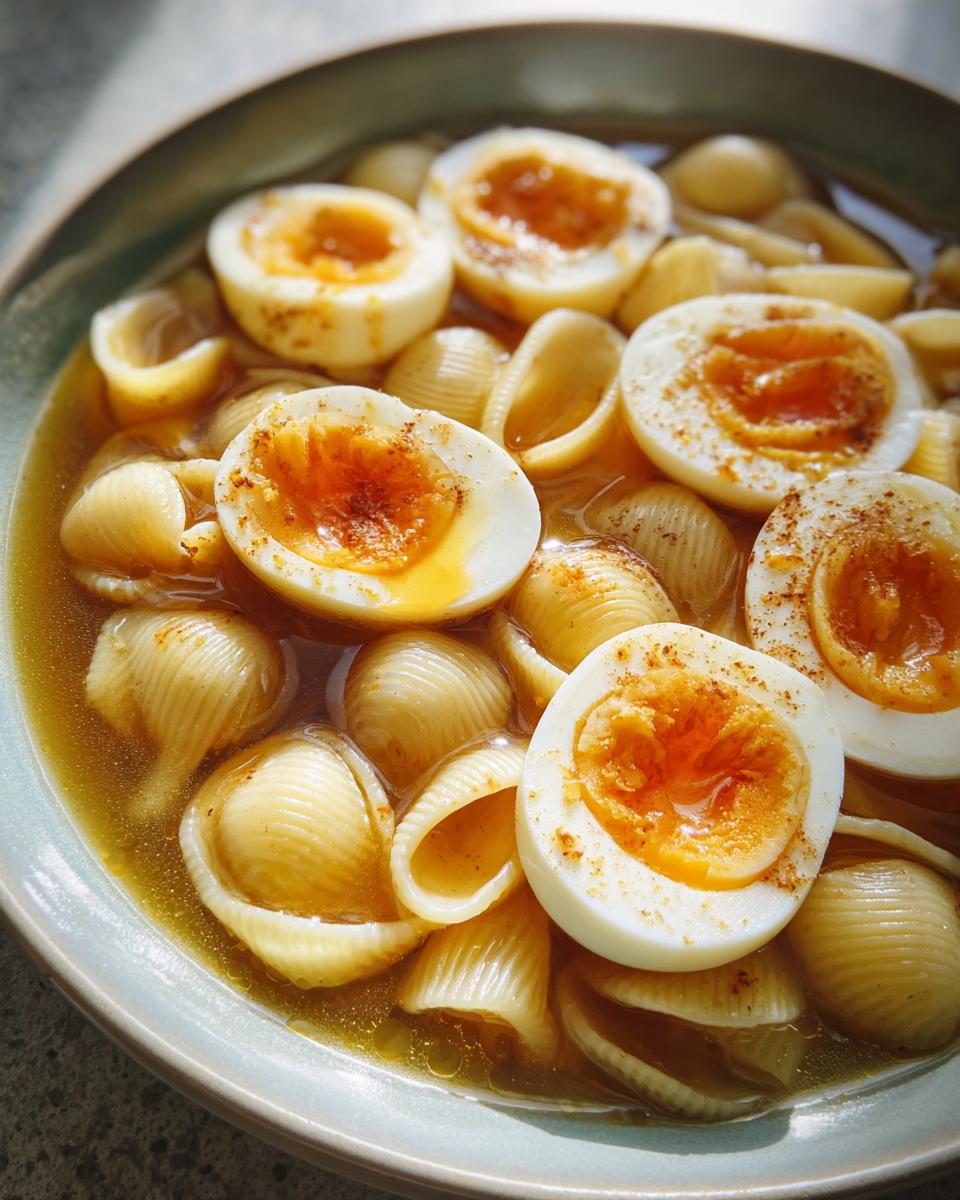 Shell Pasta Soup with Boiled Eggs - detail 3