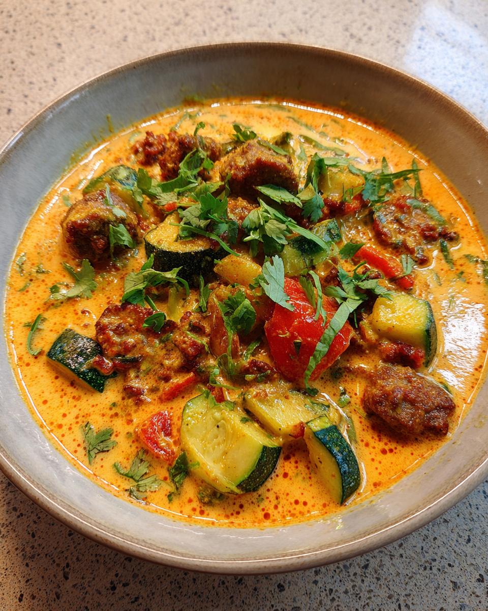 Zucchini Curry with Chorizo and Coconut Milk - detail 1