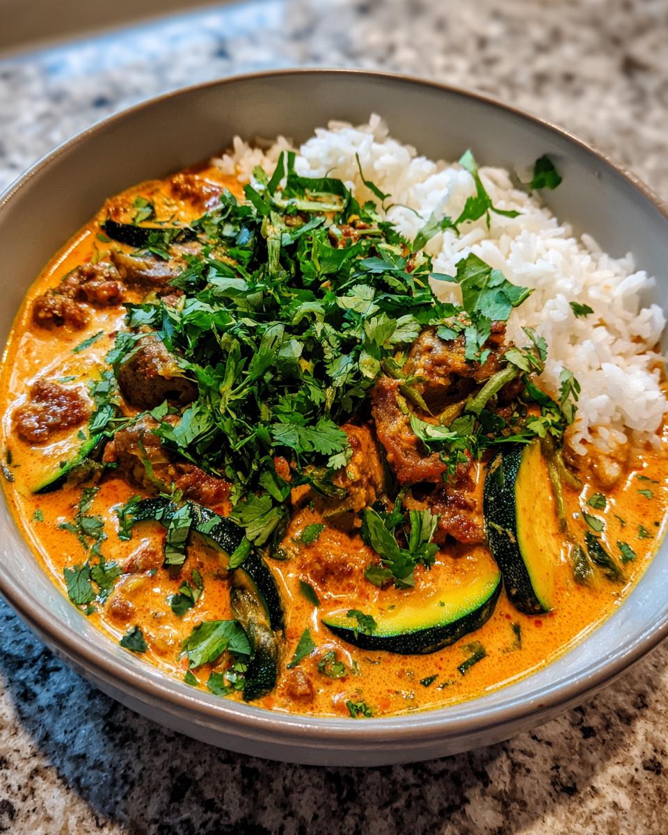 Zucchini Curry with Chorizo and Coconut Milk - detail 2