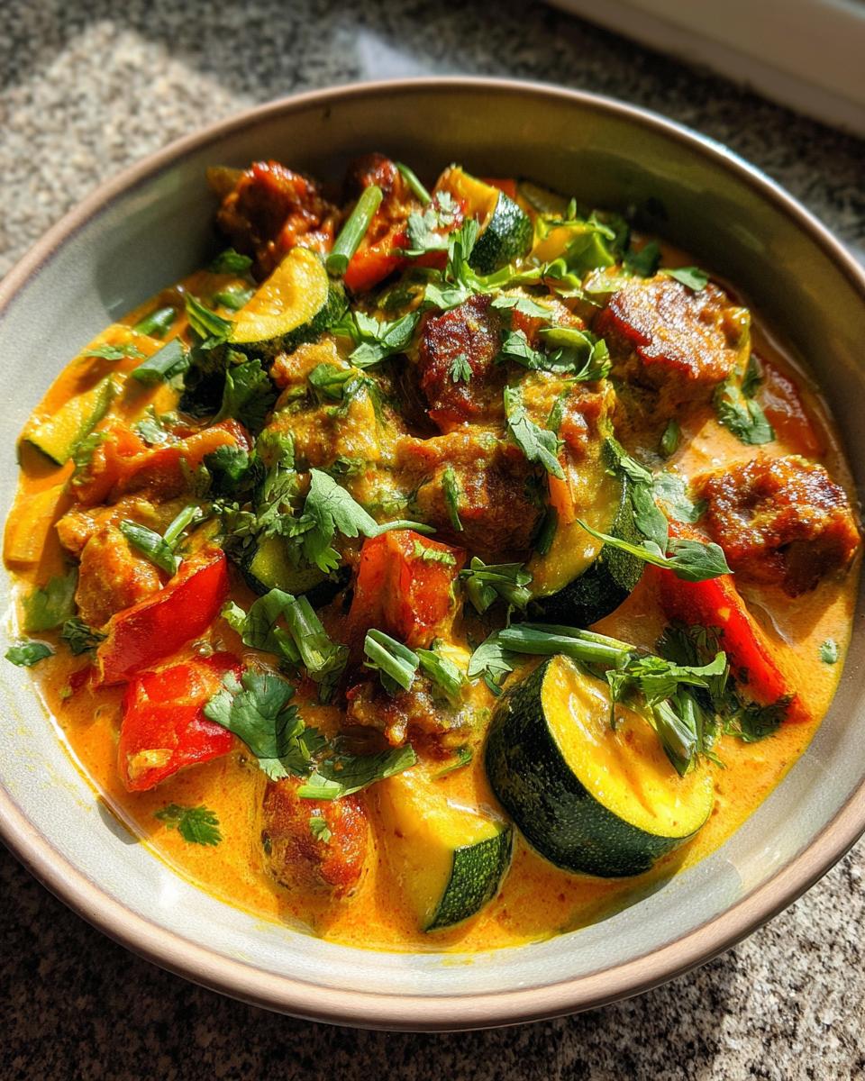 Zucchini Curry with Chorizo and Coconut Milk - detail 3