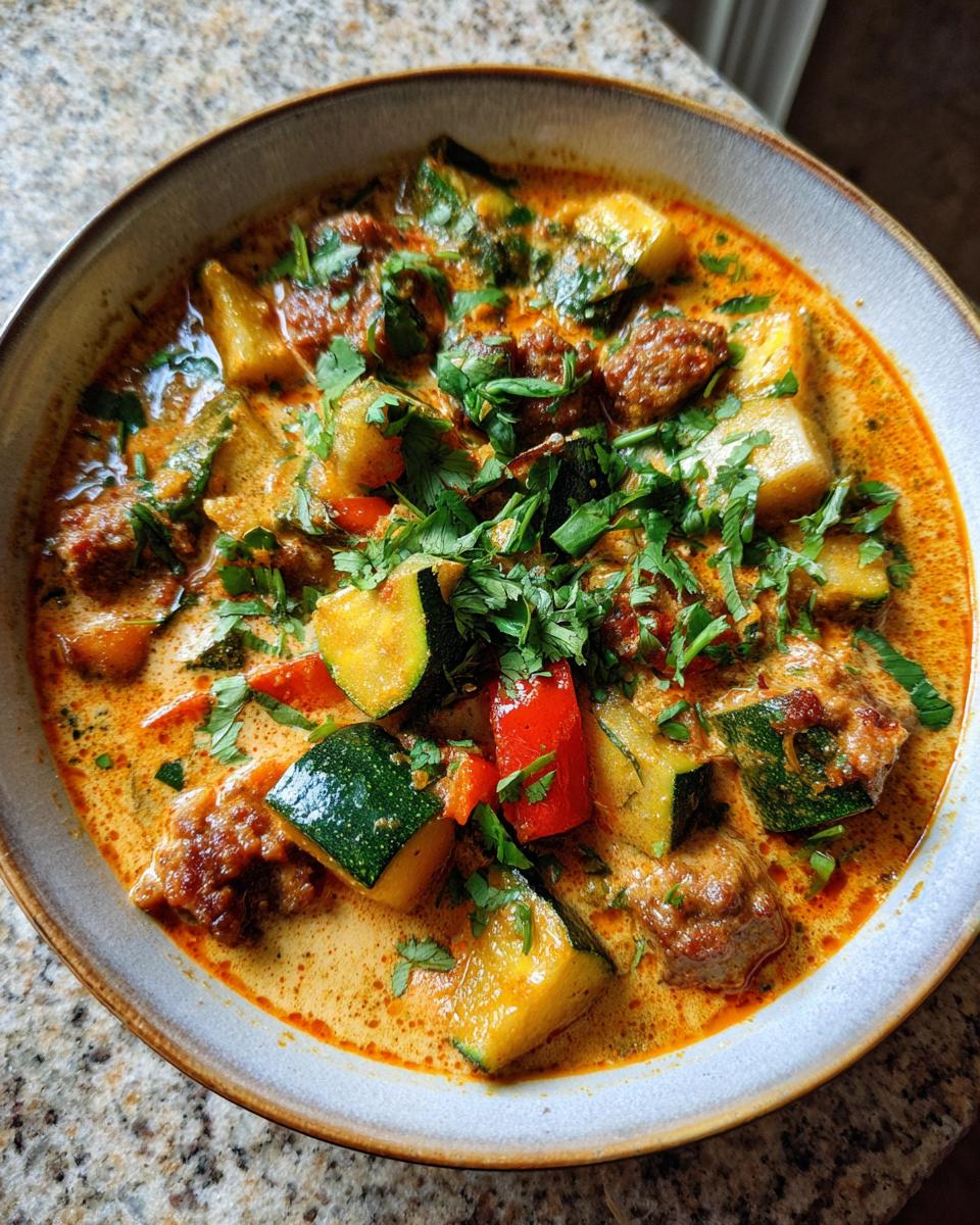 Zucchini Curry with Chorizo and Coconut Milk - detail 4