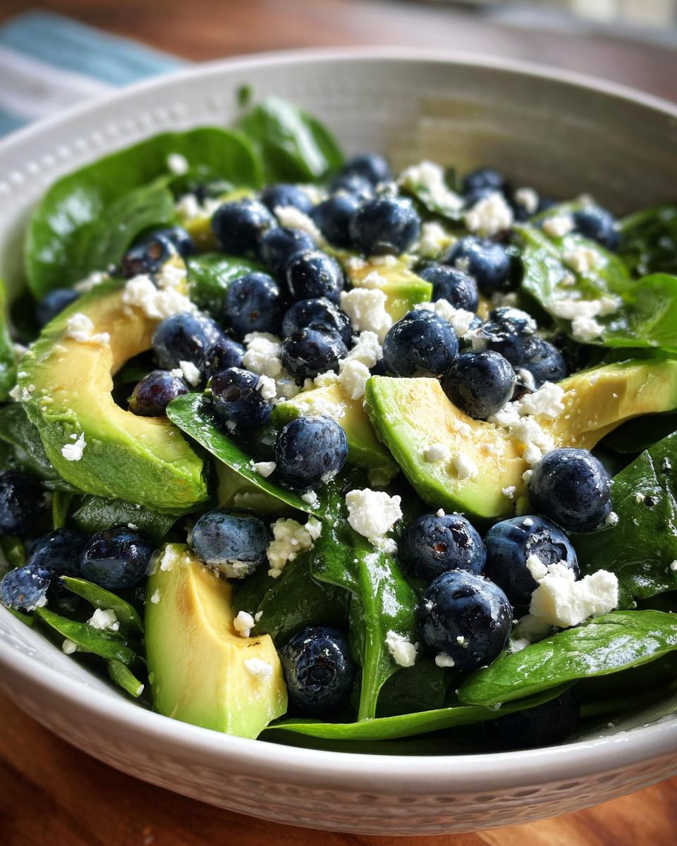 Blueberry Spinach Salad with Avocado and Feta - detail 1