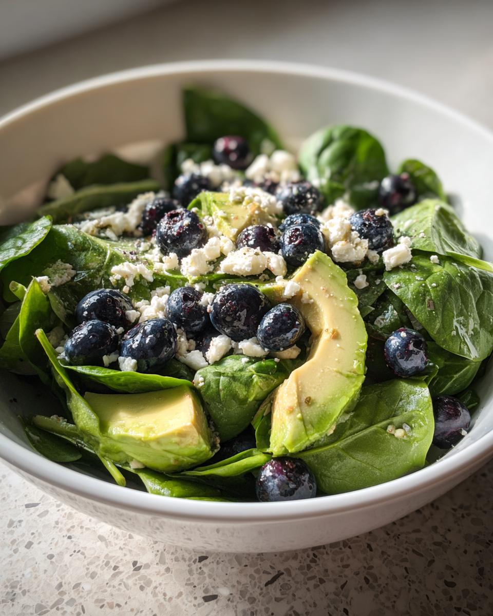 Blueberry Spinach Salad with Avocado and Feta - detail 2