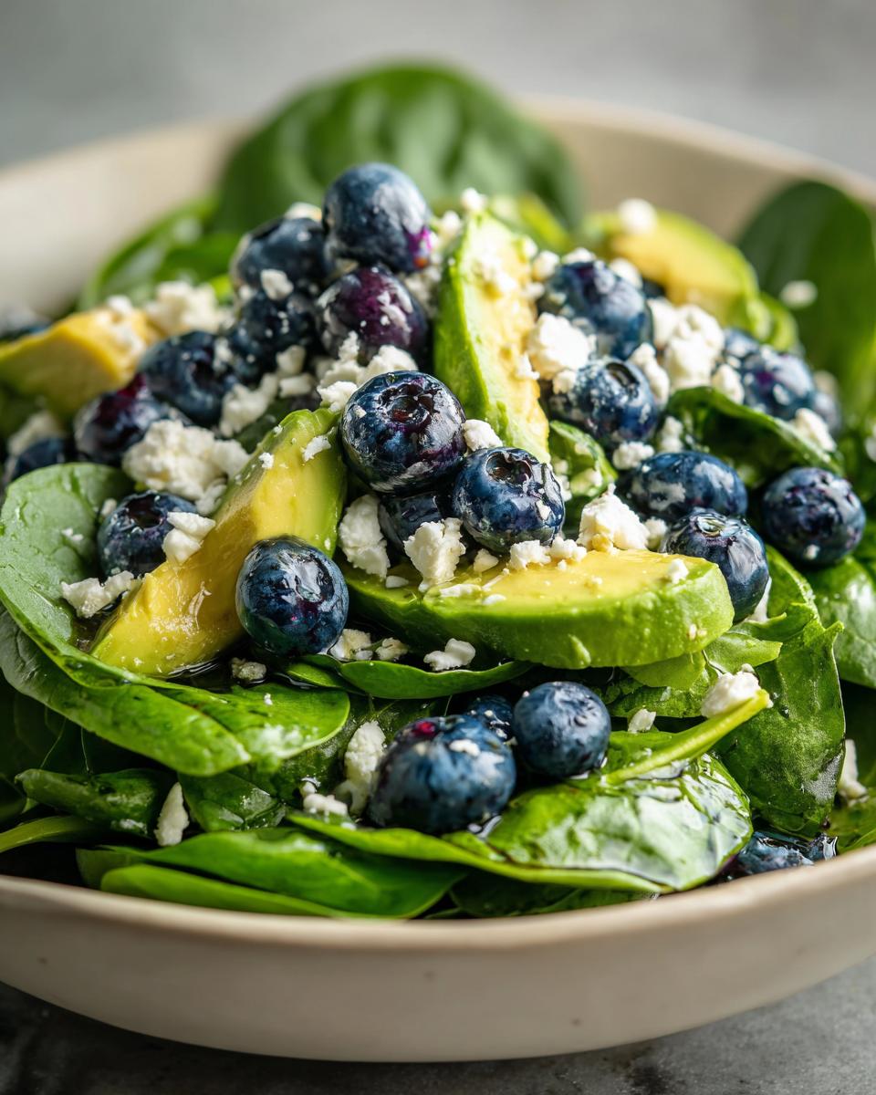 Blueberry Spinach Salad with Avocado and Feta - detail 4