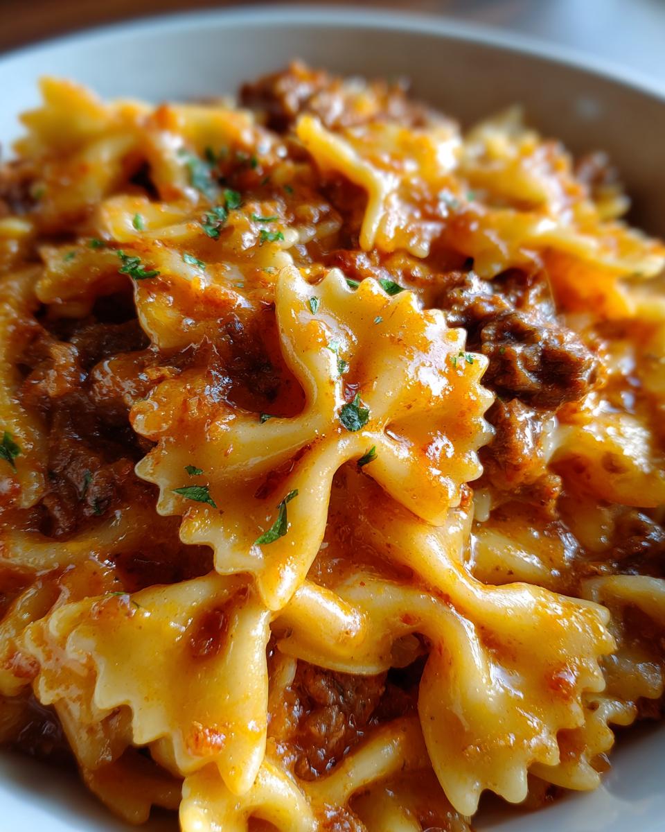 Cheesy Bowtie Pasta with Italian Beef and Velveeta Marinara - detail 1