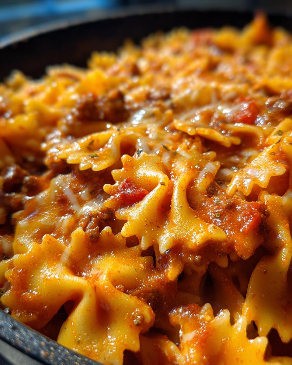 Cheesy Bowtie Pasta with Italian Beef and Velveeta Marinara - detail 2