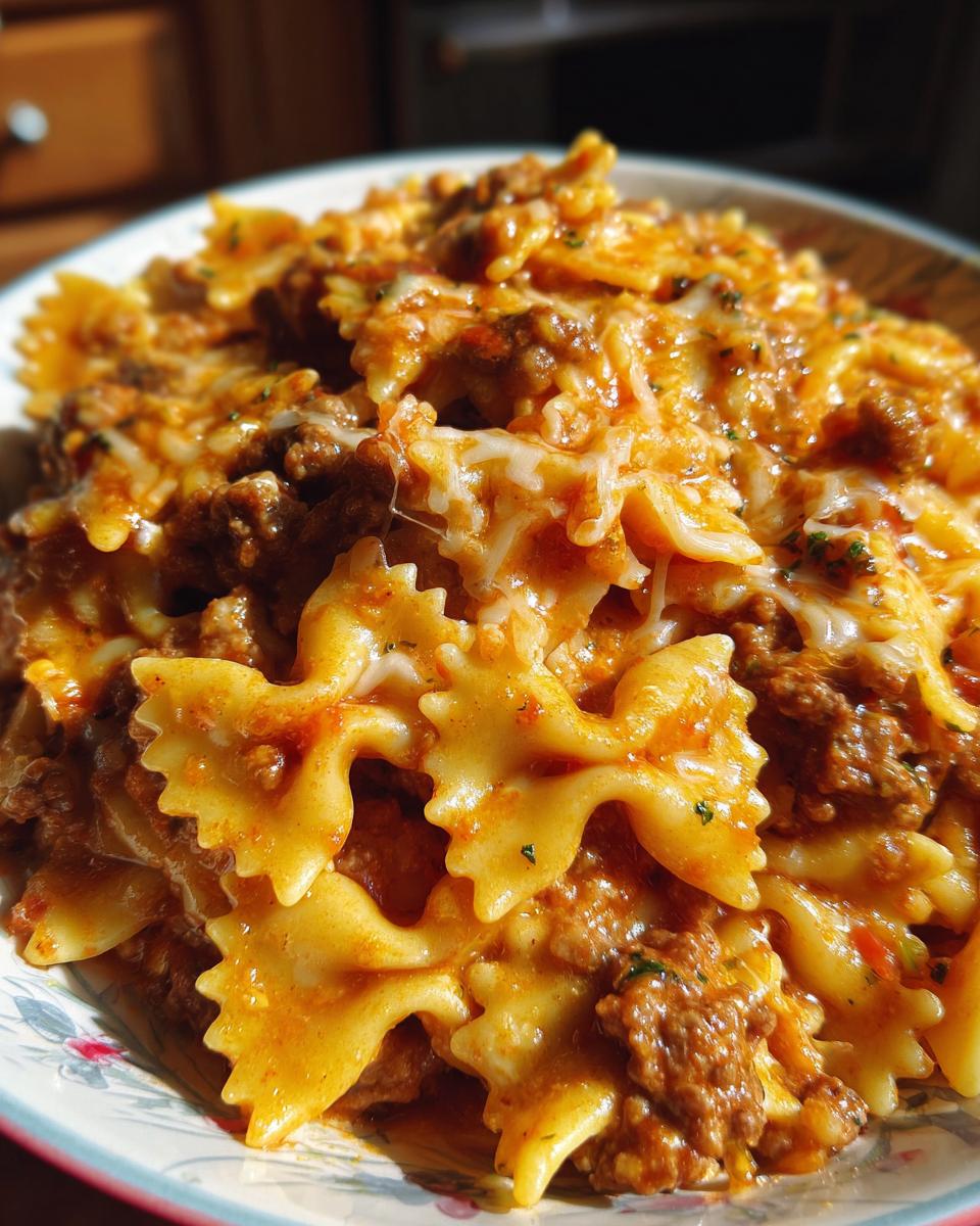 Cheesy Bowtie Pasta with Italian Beef and Velveeta Marinara - detail 3