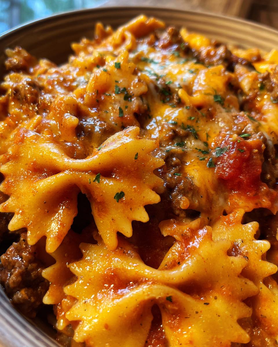 Cheesy Bowtie Pasta with Italian Beef and Velveeta Marinara - detail 4