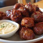 Korean BBQ Meatballs with Spicy Mayo Dip