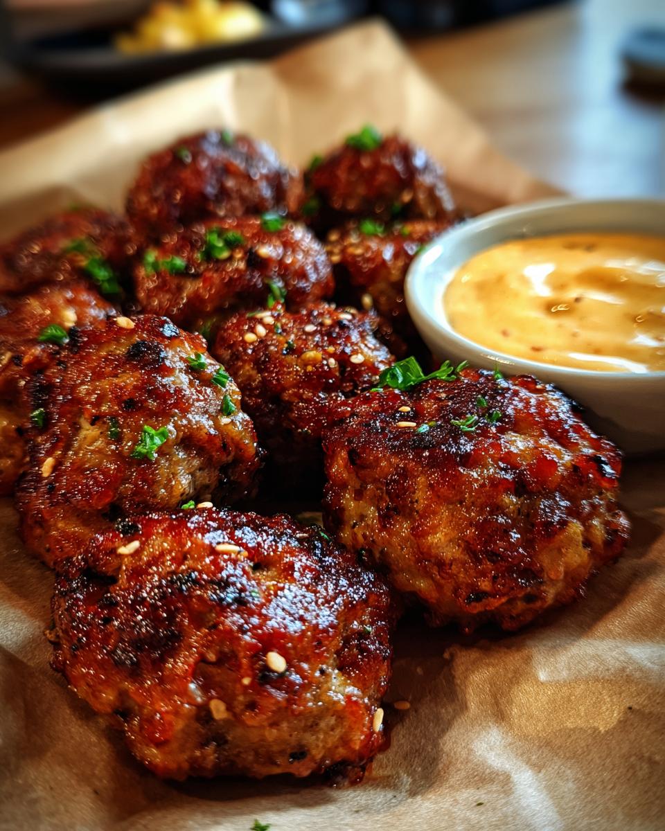Korean BBQ Meatballs with Spicy Mayo Dip - detail 3