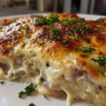 Mushroom, Ham, and Cheese Gratin