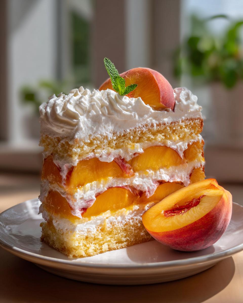 Peach Cake with Chantilly Cream - detail 2