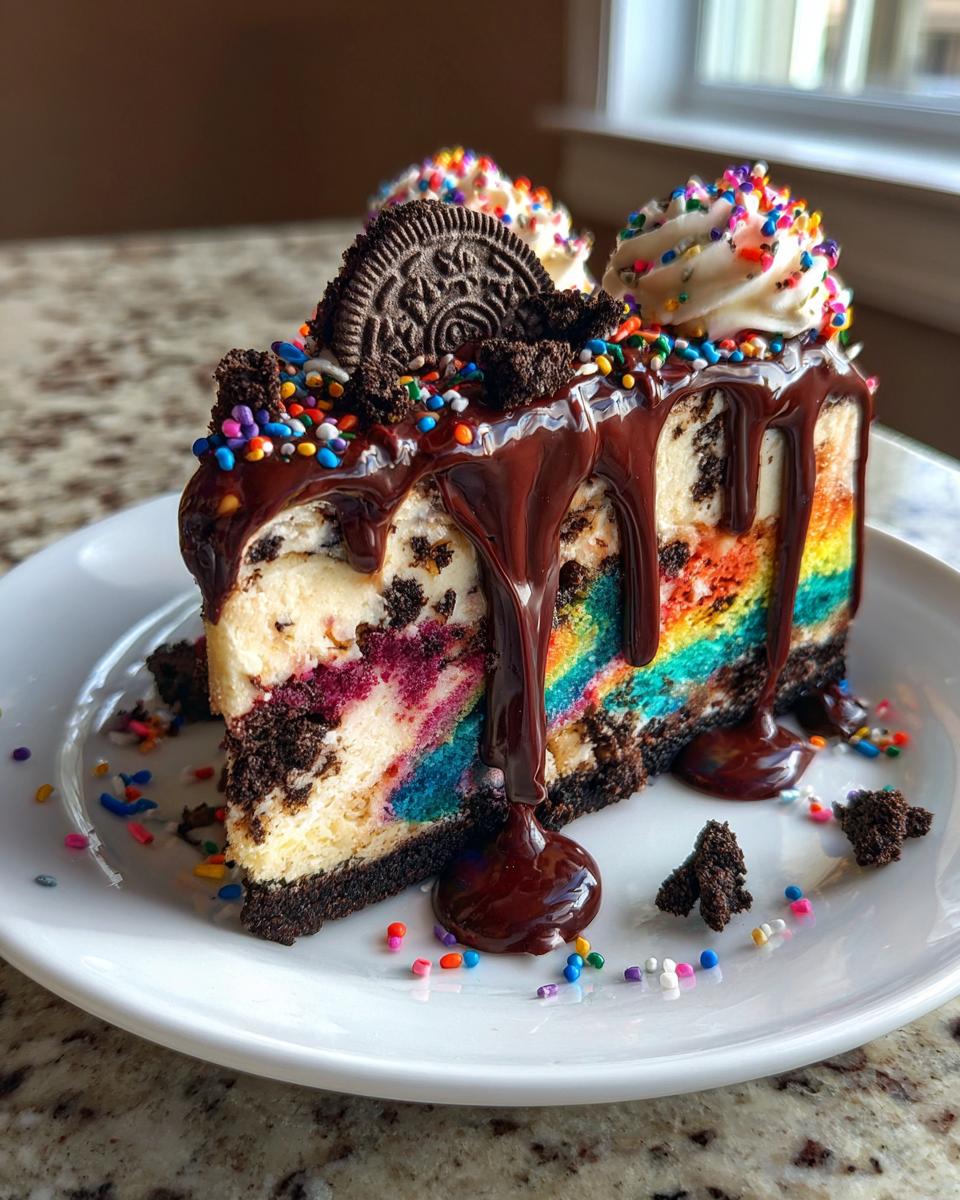 Rainbow Oreo Cheesecake Drip Cake - detail 1