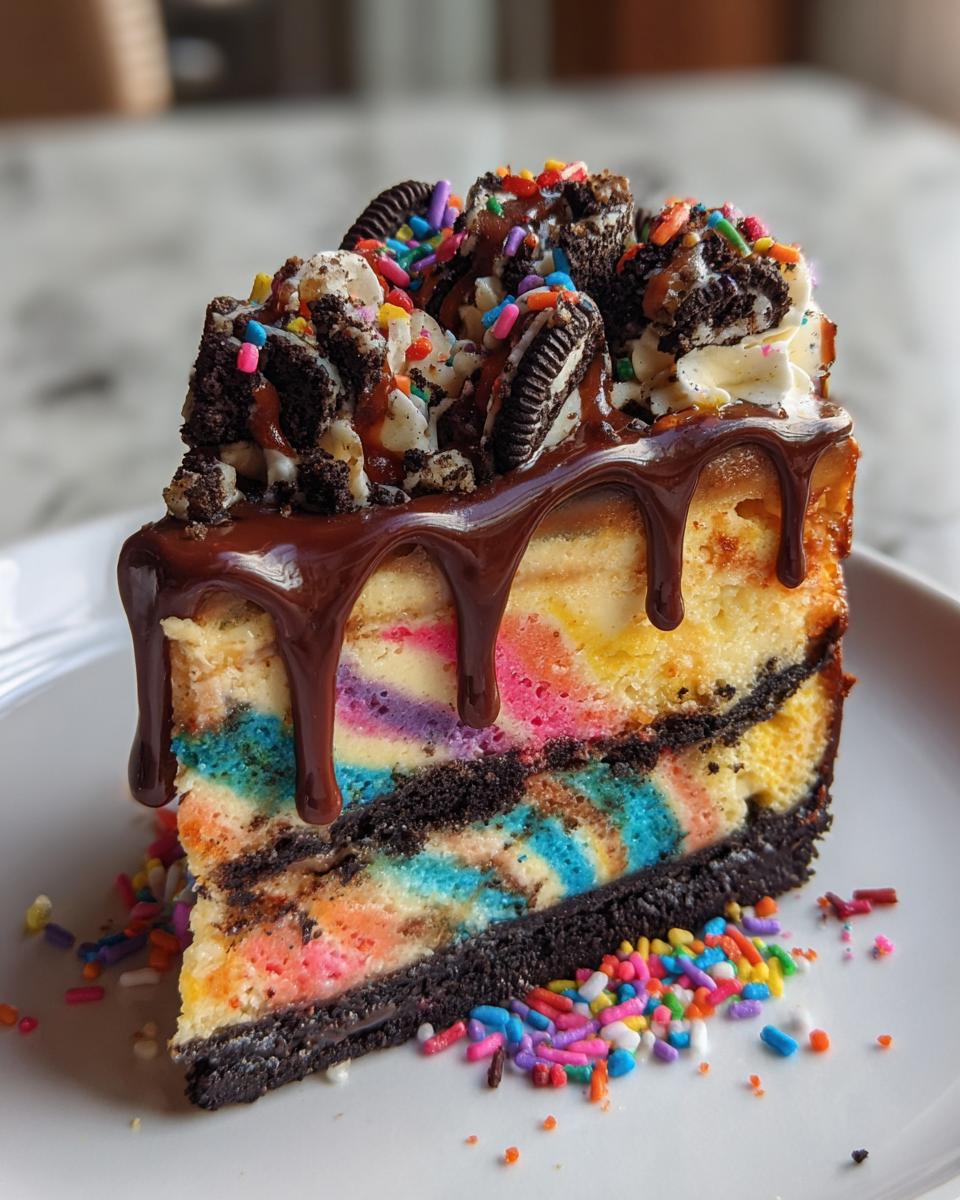 Rainbow Oreo Cheesecake Drip Cake - detail 2