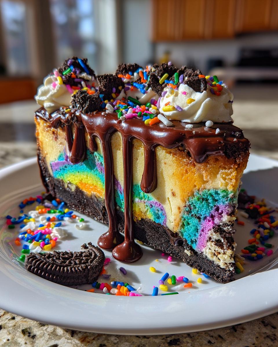Rainbow Oreo Cheesecake Drip Cake - detail 4