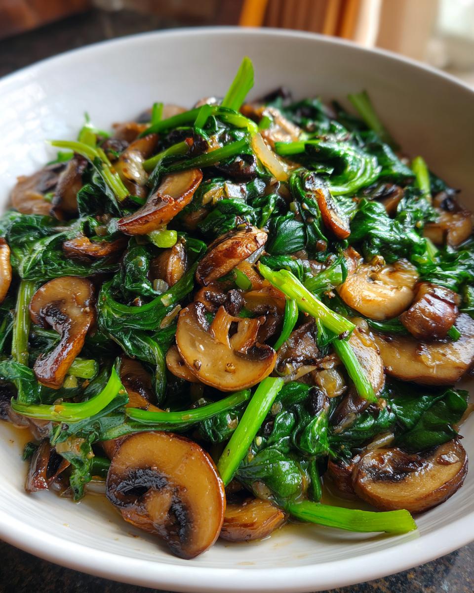 Sautéed Mushrooms and Spinach in Garlic Butter Sauce - detail 1