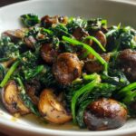 Sautéed Mushrooms and Spinach in Garlic Butter Sauce