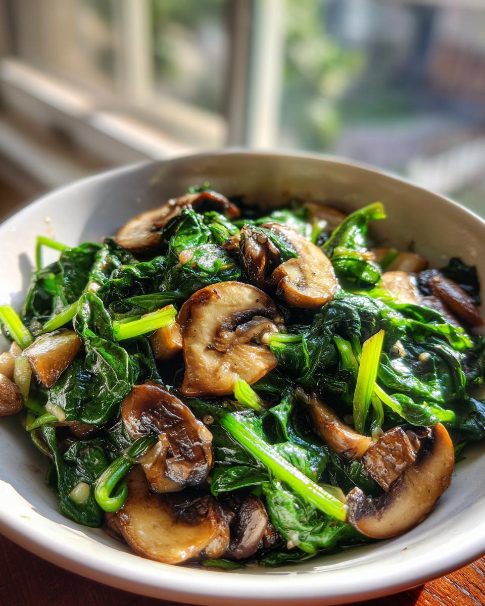 Sautéed Mushrooms and Spinach in Garlic Butter Sauce - detail 2