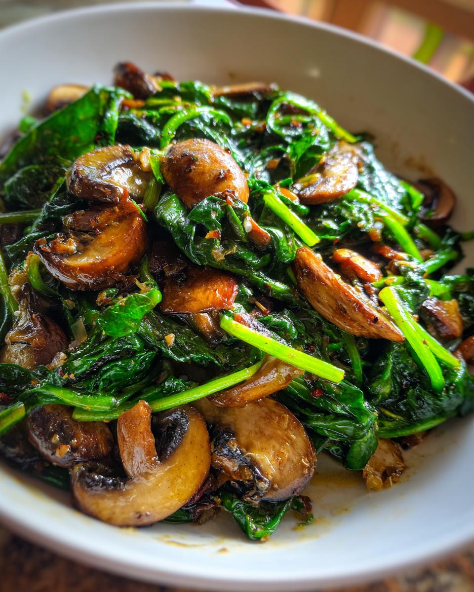 Sautéed Mushrooms and Spinach in Garlic Butter Sauce - detail 4