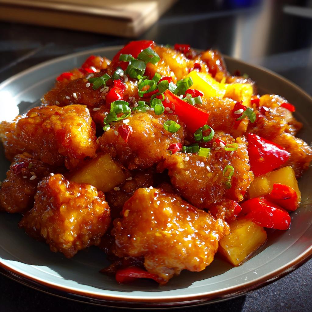 A delicious Cheesy Loaded Zucchini Bake served in a bowl, garnished with red peppers, green onions, and sesame seeds.