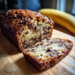 A close-up of a slice of Irresistible Chocolate Chip Banana Bread Recipe Delight, showing moist texture and melted chocolate chips.