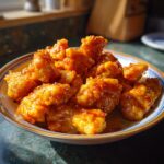 Close-up of crispy, glazed orange chicken pieces in a bowl, ready to be served.