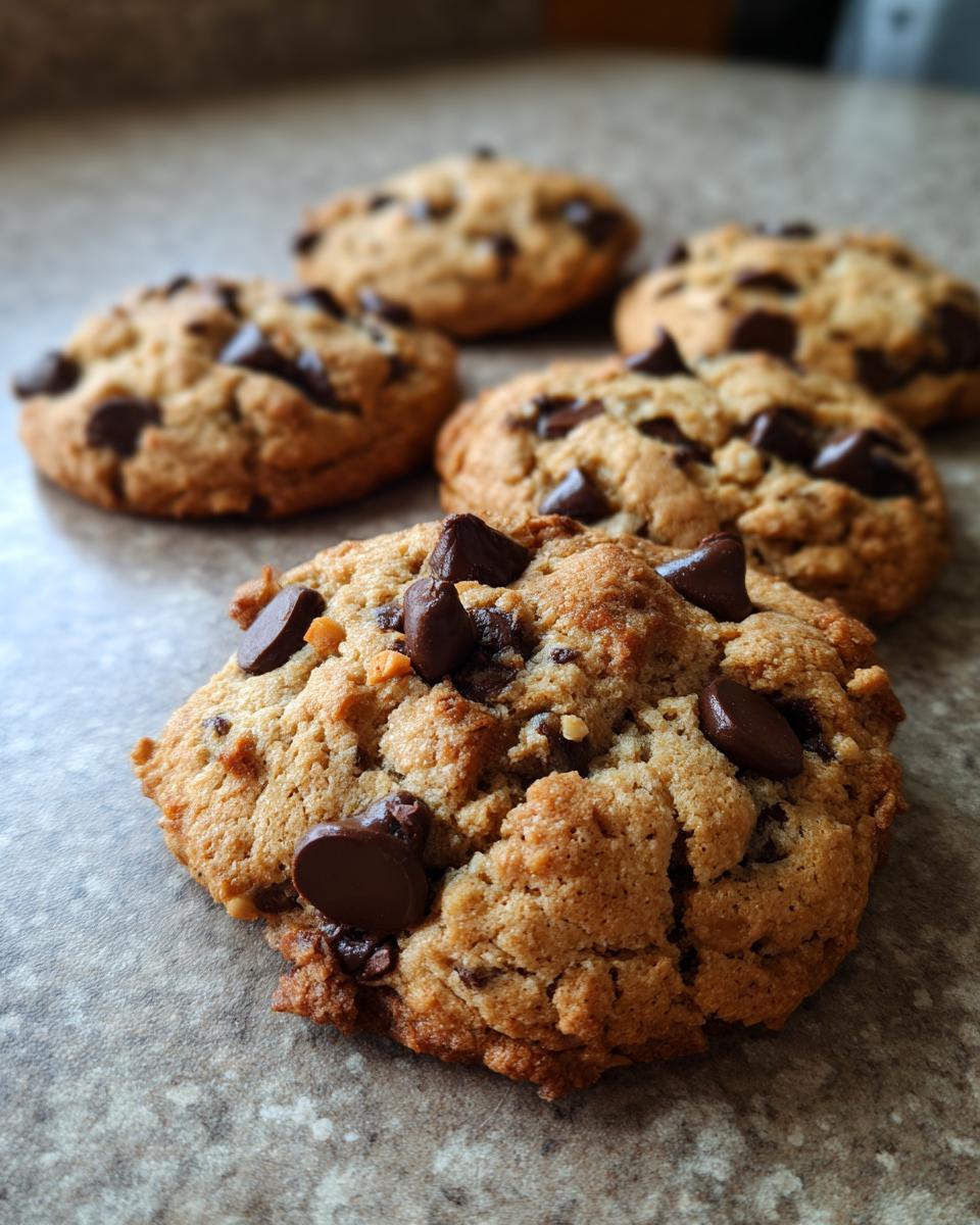 Close-up of Irresistible Dark Chocolate Chip Hazelnut Cookies, showing rich chocolate chips and a golden-brown texture.