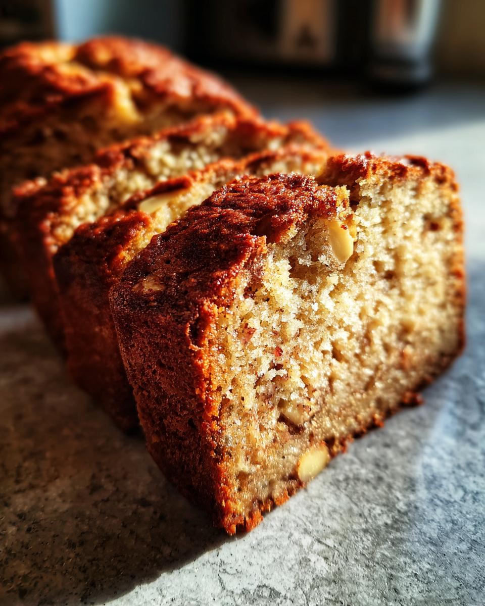 Close-up of sliced Irresistible Hazelnut Banana Bread, showing texture and nuts.