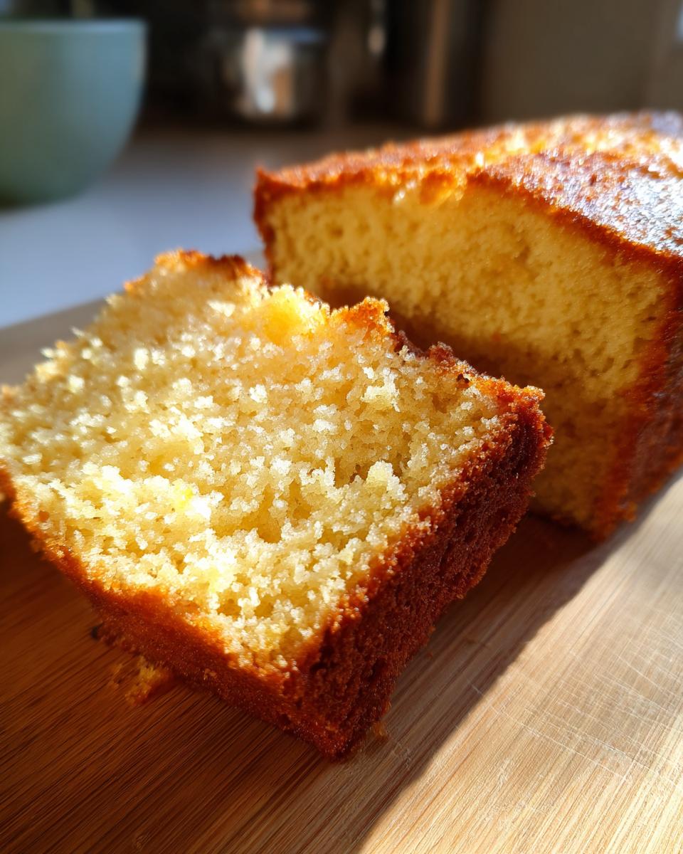 Een close-up van een stuk Old Time Cream Cake op een houten plank, met de rest van de cake op de achtergrond.