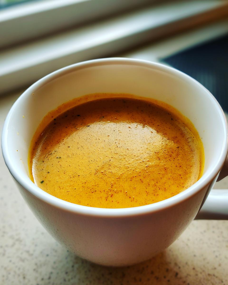 Close-up of rich, orange Beer Cheddar Cheese Soup served hot in a white mug.