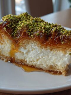 Honey Pistachio Baklava Cheesecake - Featured